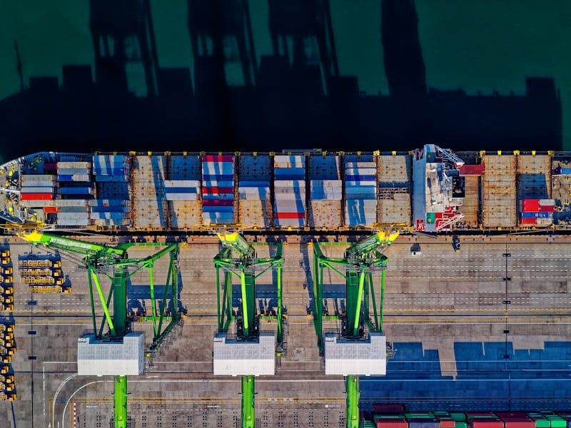 Cargo container ship at sea
